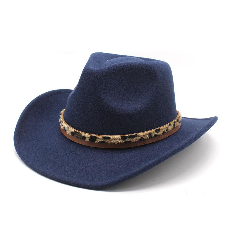 Western Cowboy Top Hat British Classic Jazz Hat Wool Hat Big Eaves Hat