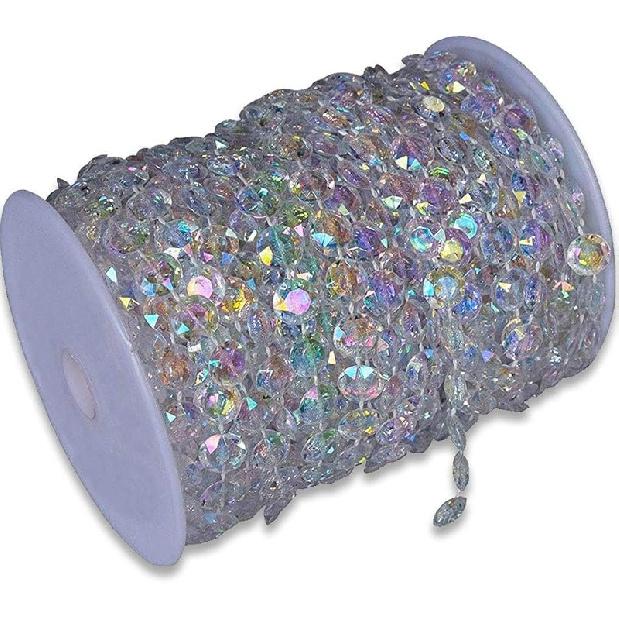 SKY CANDYBAR 99FT DIY Garland Diamond Acrylic Crystal Beads Strand Shimmer Wedding Decorations Party Decoration Crafting Projects (Iridescent)