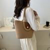 Street Style Fashion Tote Bag For Women In Elegant Cream And Khaki With Practical Phone Pocket