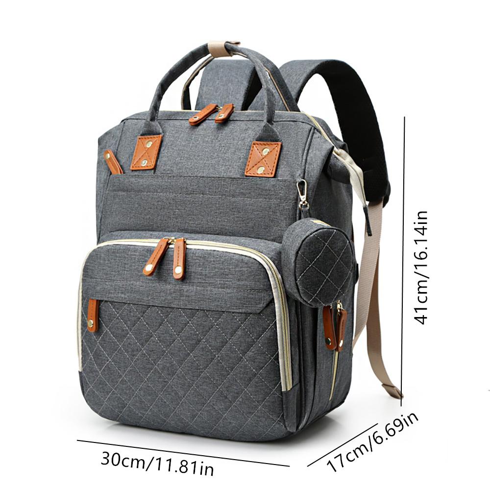 Quilted Large-Cap Mommy Diaper Backpack | Multi-Func Travel/Mom-Baby | Lightweight w/ Multi-Comp + Snack/Pacifier Bag