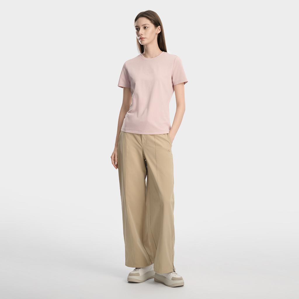 FILA Milano Series Fashion Simple Comfortable Classic Retro Sports Casual Short Sleeve T-Shirt Women tops Nude-Pink F11W615101FPK