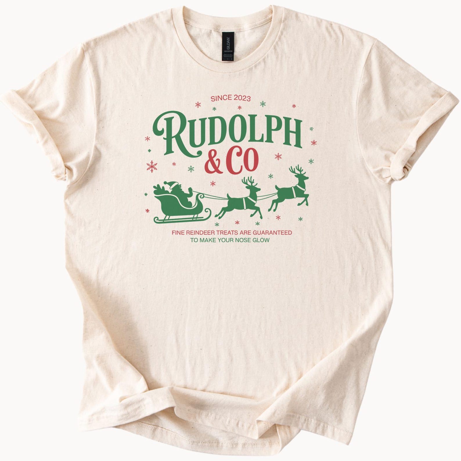 Rudolph and Co Christmas Shirt Santa Sleigh Reindeer Graphic Holiday Tee Cute Festive Winter Shirt Christmas Reindeer Gift Idea 160