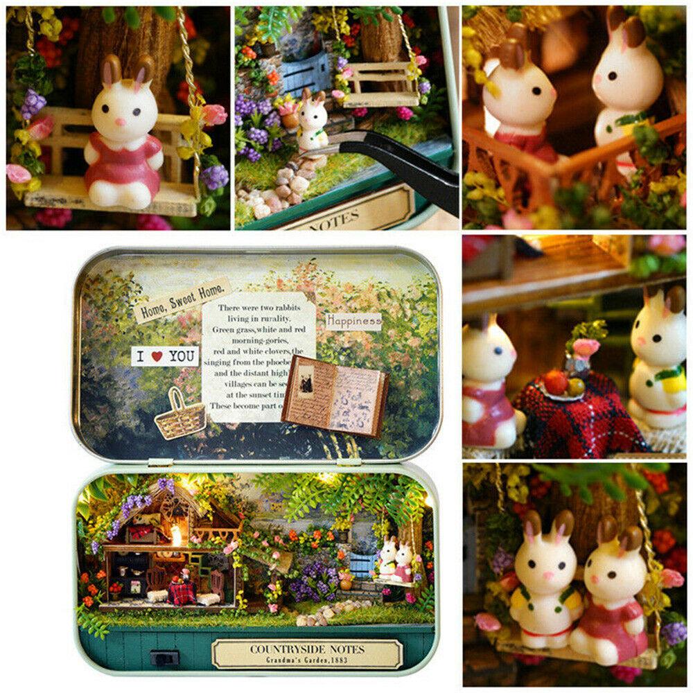 3D Wooden Dollhouse Box DIY Theatre Old Time Theme Miniature Doll House Toys Rural Handmade Assembly Kits