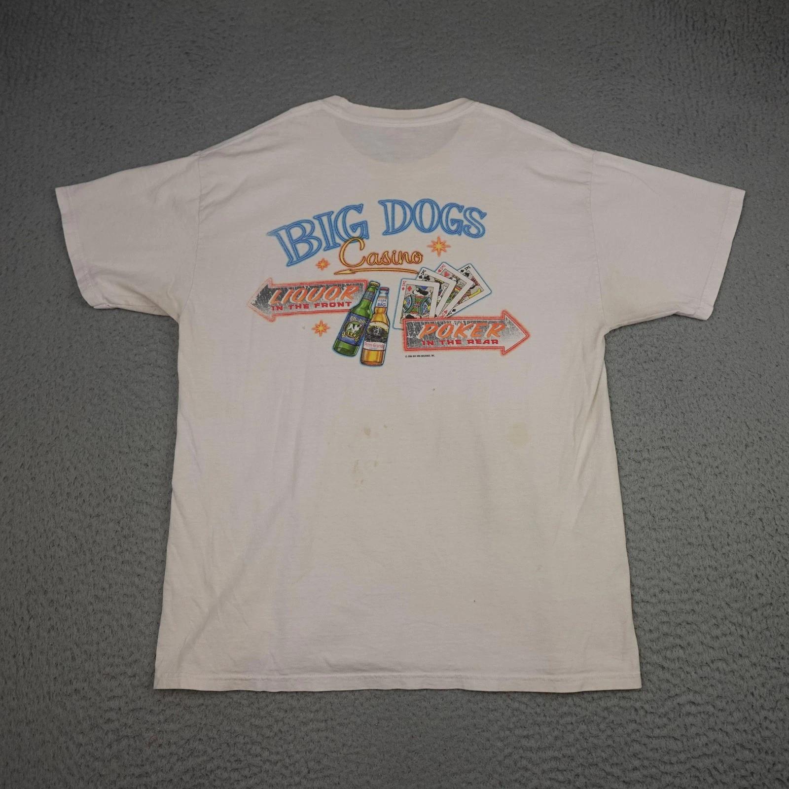 

Vintage Big Dogs Shirt Mens Large White Casino Poker Beer Graphic 2006 Tee 00s S