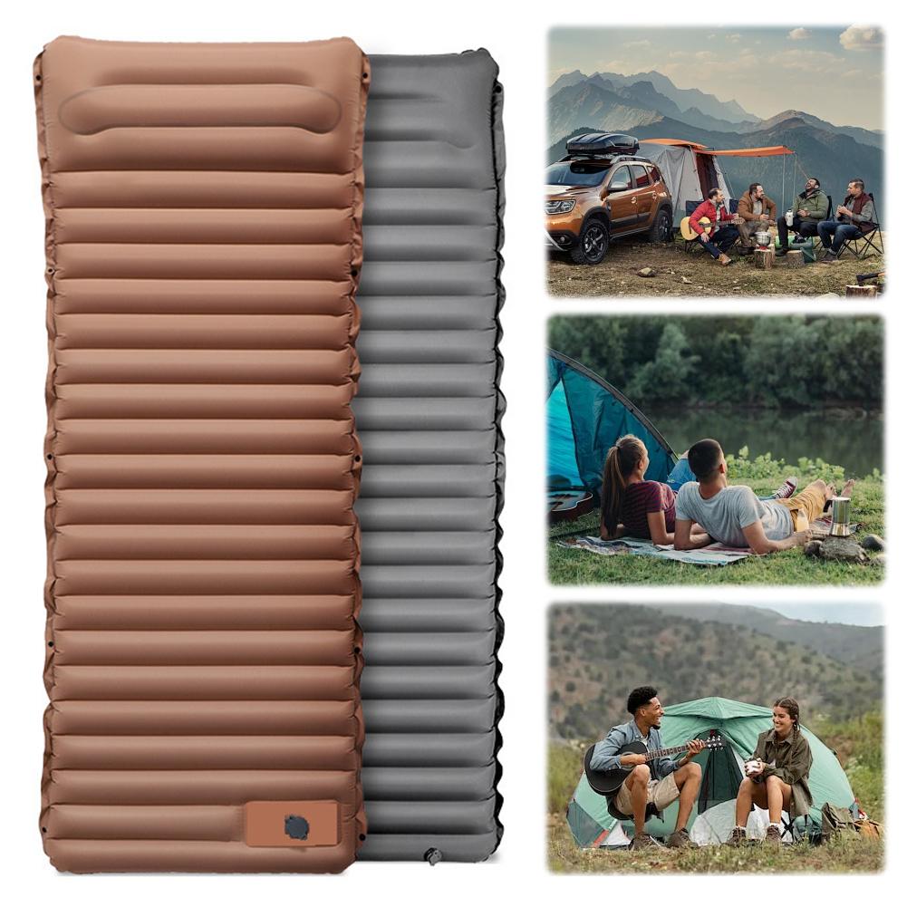 10cm Ultralight Camping Mat with Foot Pump & Pillow Camping Air Mattress Waterproof Lightweight Air Cushion for Hiking Trekking