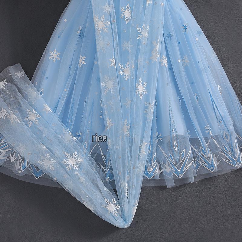 Elsa Princess Short-Sleeve Evening Gown for Girls - Summer 2025 Style Birthday Dress
