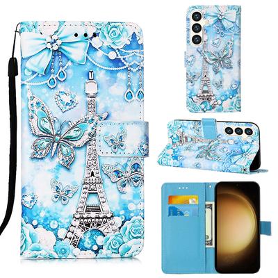 Diamond Butterfly Paris Tower PU Leather Wallet Flip Photo Frame Case for iPhone Samsung Huawei Honor Xiaomi Redmi Oppo Vivo Google TCL Infinix...