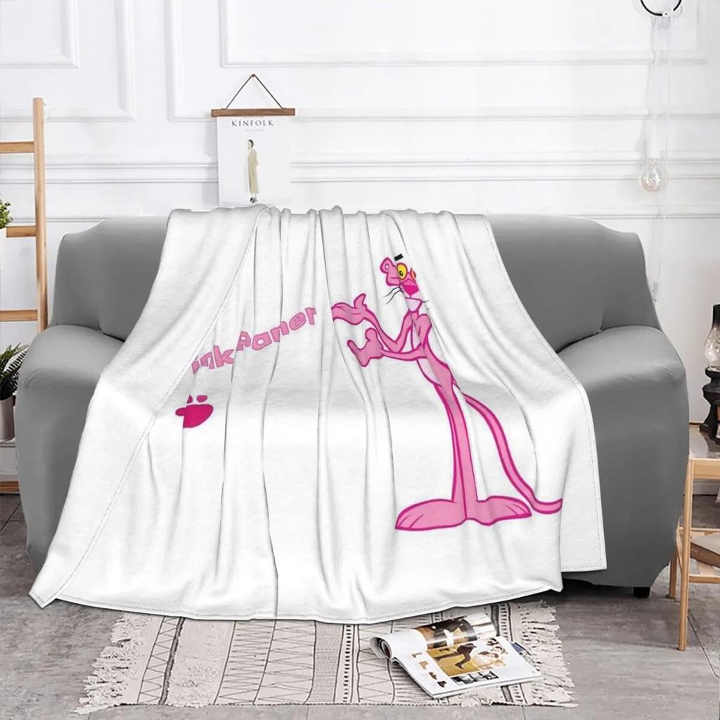 Coperte Personaggio dei Cartoni Animati Pantera Rosa Pile Autunno/Inverno Carino Leopardo Calda Coperta da Lancio per Divano Viaggio Trapunta Sottile in Peluche