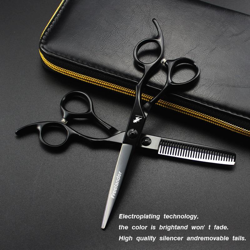 6.0 Inch Gm-12 Black Pipe Handle, Hair Scissors, Flat Scissors, Tooth Scissors, Thin Scissors