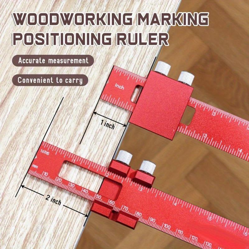 3pcs/set T-Ruler - Ergonomic Aluminum Pocket Square with Metric/Inch Measurements and Slide Stops Precision Woodworking
