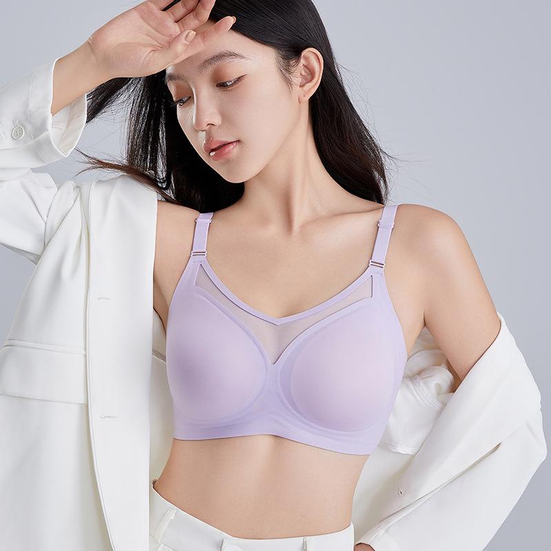 Adjustable Gathered Support Wireless Bra with Soft Jelly Strips