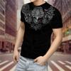 Summer Round Neck 3D Aztec Style Pattern Print Top Fashionable Casual Short Sleeved Men's T-shirts