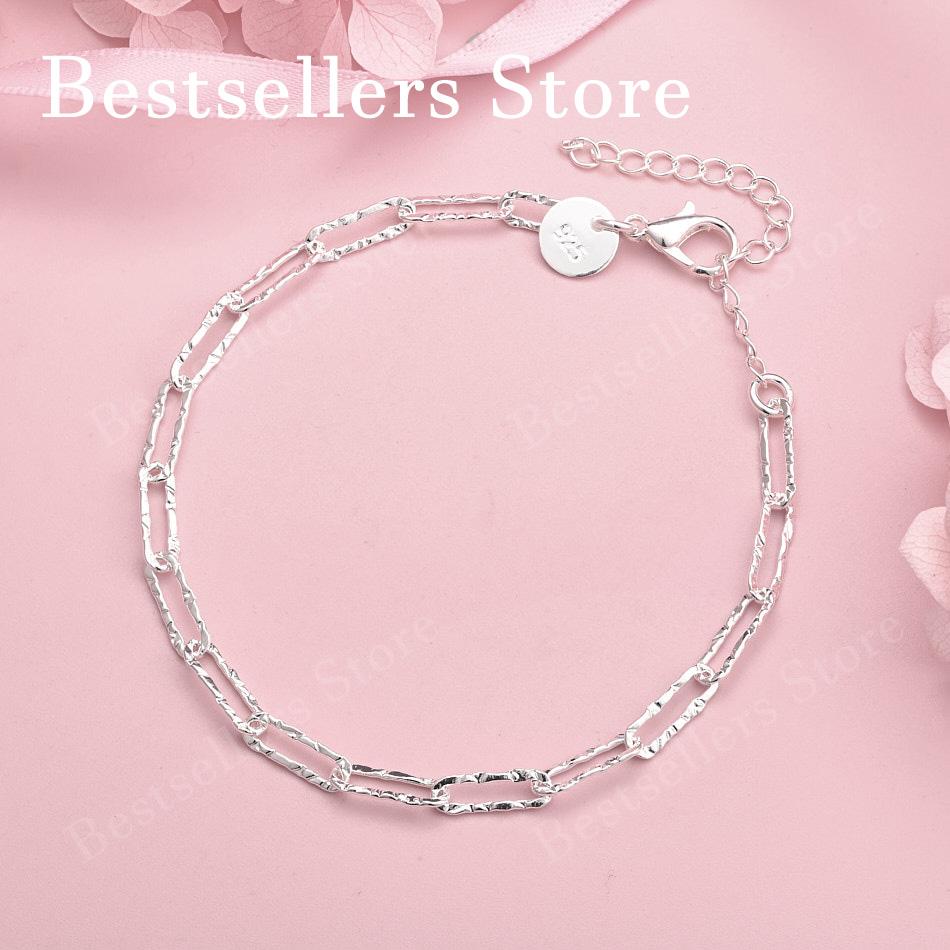Luxury 925 sterling silver 8-inch exquisite geometric bracelet for women s fashion accessories, wedding jewelry 20cm