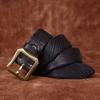 Belt Men's Vintage Heavy-Duty Washed Distressed Vegetable Tanned Full-Grain Leather Cowhide Leather Brass Buckle Trendy Unique Niche Belt