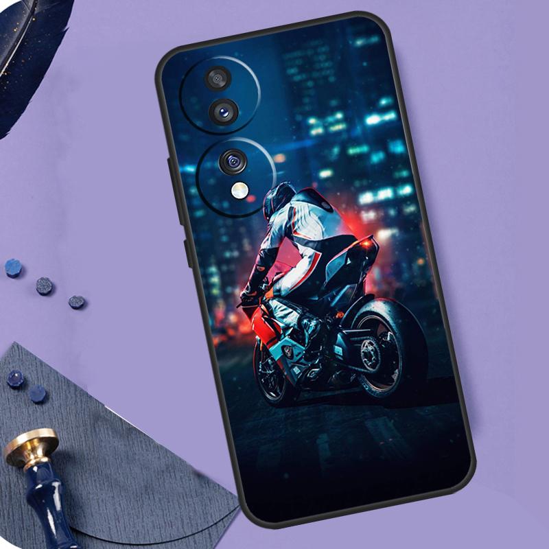 Neon Motorcycle Biker Case For Honor Magic 6 Pro Magic 5 Lite 50 70 90 Lite X6 X7 X8 X9 X6a X7a X8a X9a X8b X9b