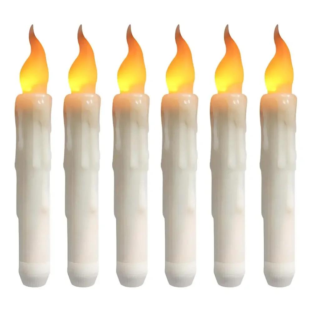 

16.5cm LED Taper Candle Lights Flameless Battery Operated Window Candles for Christmas Wedding Churches Birthday Party Decor 6pcs