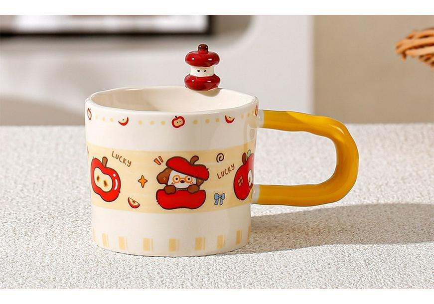 Sweet Apple Ceramic Mug Set - Cute Office Desktop Souvenir & Birthday Gift