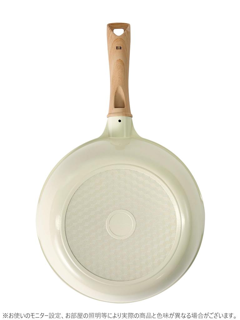 Pearl Metal 24cm Deep Frying Marble HB9571 Pan, Ivory, Lightweight, Coating,