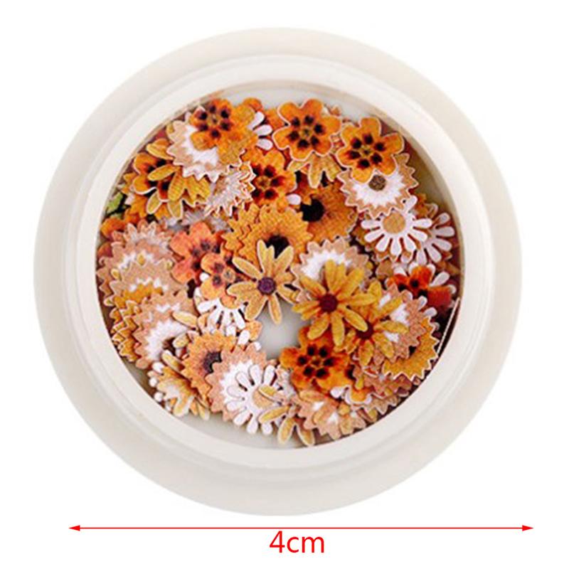 50 Pcs/Box Nail Art Charms Color Mixed Small Daisy Flower Rose Ultra Thin Wood Pulp Patch Diy Nail Art Jewelry Nail Accessories