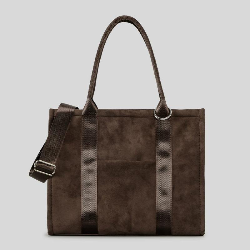 

Ретро и простая сумка-тоут в непринужденном стиле и большой вместимости кофейный