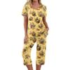 2 Piece Sets For Women Short Sleeve Top And Pants With Pockets Workout Soft  Print Sets