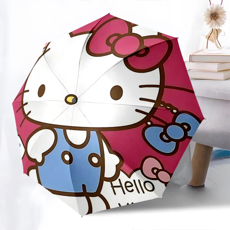 1pc Hello Kitty Automatic Opening/Closing Umbrella with Convenient Three-Fold Design, 8-Bone Iron Frame, Outdoor Use, Perfect Gift for Fans, Travelers