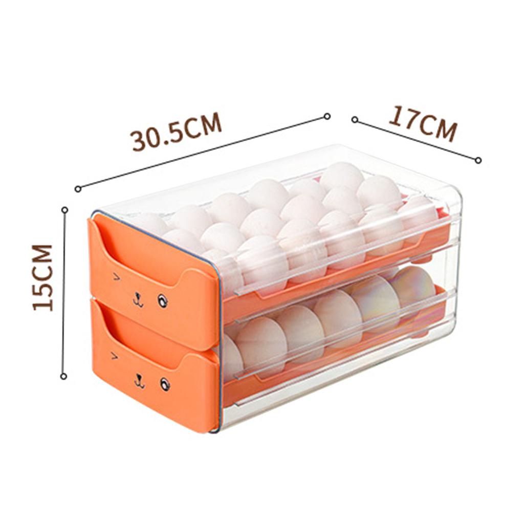 Space Saving Double Layer Egg Drawer Transparent Lengthen Independent Slot Egg Holder Storage Container for Refrigerator