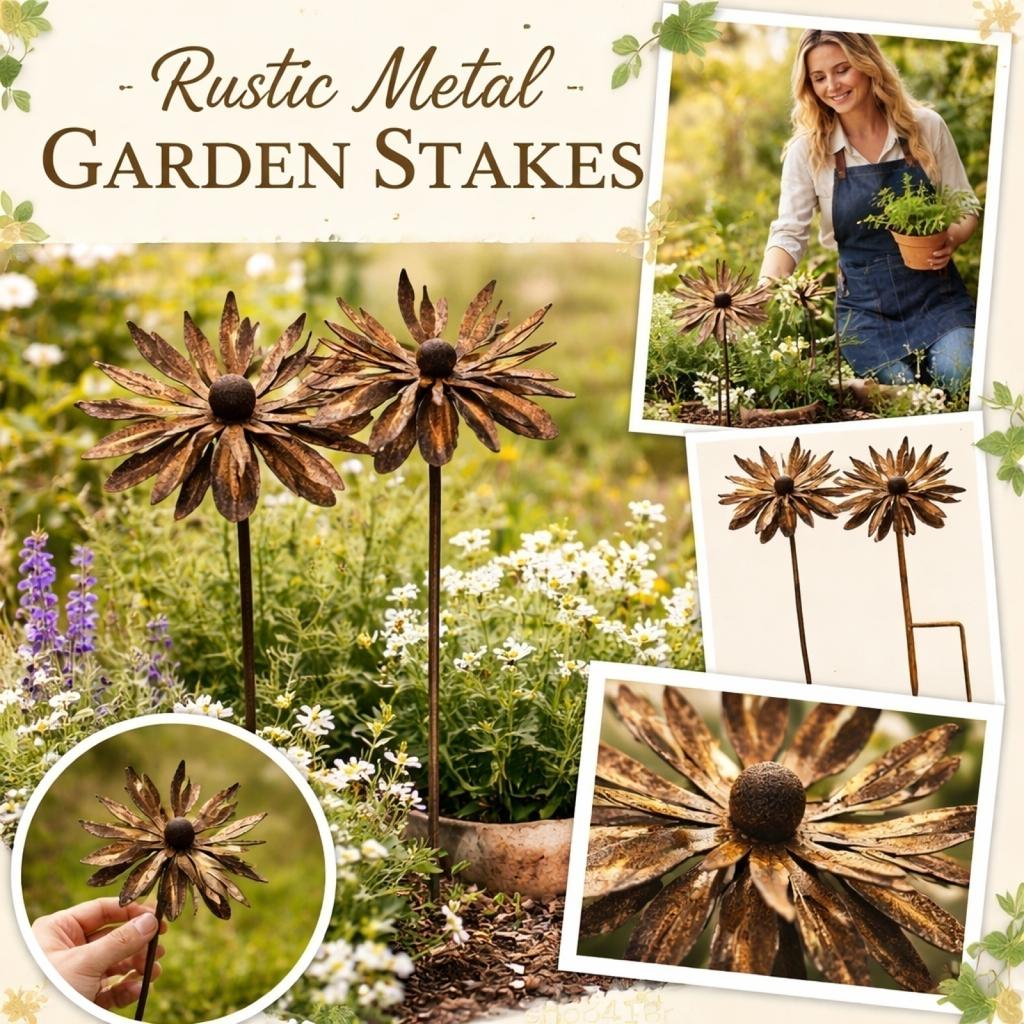 Metall-Gartenstecker 3D-Blume Dekoration für Außenbereich, Hof, Rasen, für Haus, Balkon, Pflanzgefäß und Landschaftsgestaltung