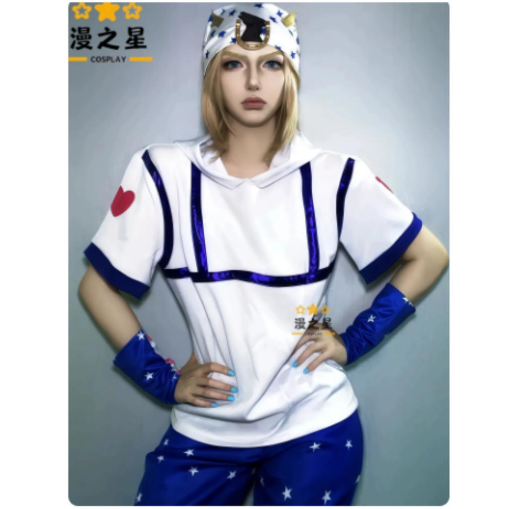JoJo's Bizarre Adventure Steel Ball Run Jonathan Johnny Joestar Cosplay Costume Anime Game Suit Halloween Party Role Play Outfit