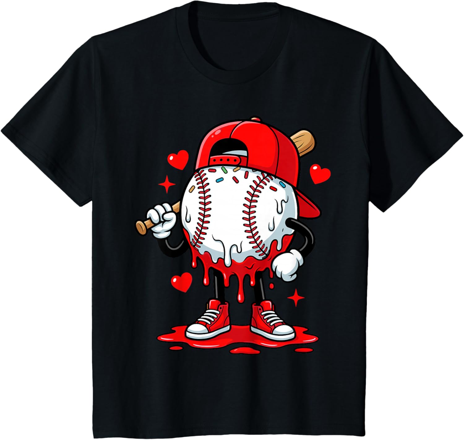 

2026 New Baseball Drip Icecream Apparel Valentine T-Shirt Men s and Women s Pure Cotton T-Shirt Fashion Casual Couple s Cloth... 5XL різнокольоровий
