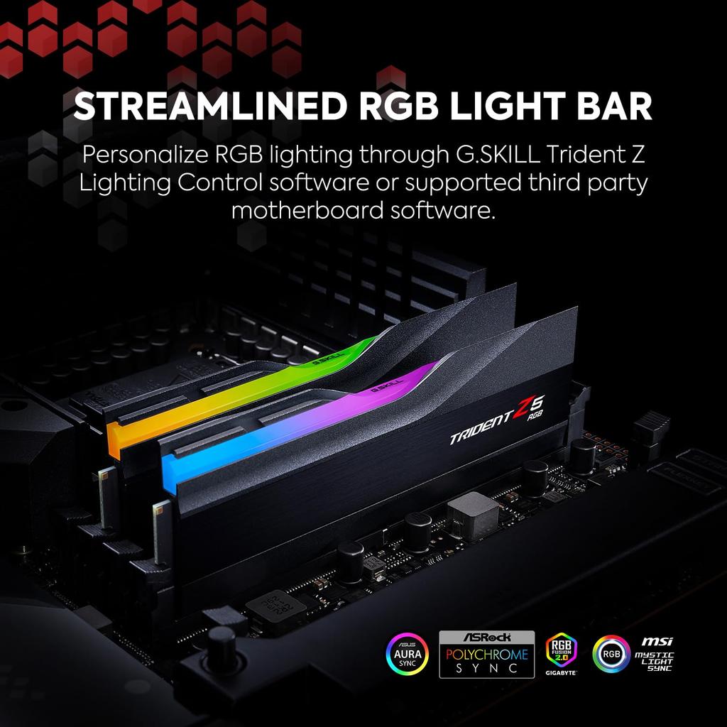 Trident Z5 RGB Series XMP DDR5 RAM 48GB Desktop Computer Memory UDIMM Matte Black G.SKILL (Intel 3.0) (2x24GB) 8200MT/s CL40-52-52-131 1.35V -
