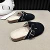 Women's Shoes Women's Closed Toe Slippers Cow Suede PU Leather Clogs Women's Sandals Retro Fashion Garden Mule Clog Slide New