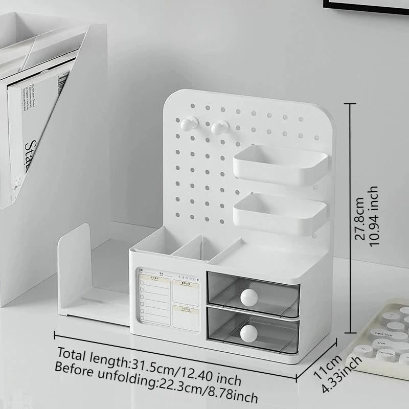 Creative Desk Organiser with Drawer Hangable Board Space Saving Scalable Bookshelf Multifunctional Sundries Sorting Storage Rack белый 1890₽