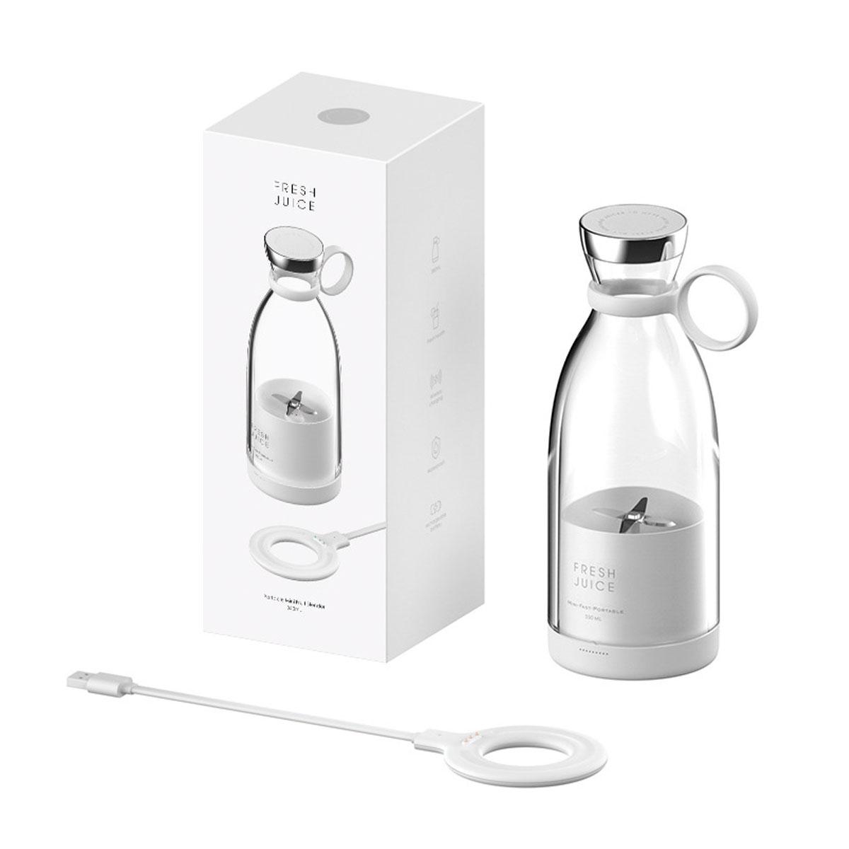 

Portable Blender 11.8 Oz 350ml White 214B Model Food-grade PC + ABS Magnetic USB Charging 1400mAh 7.4V 490g 82*82*218mm with 1