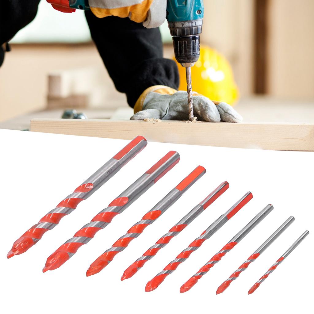 Drill Bit Set Multi Purpose Bits Accessory for Ceramic Tile Concrete Glass Drilling(8Pcs )