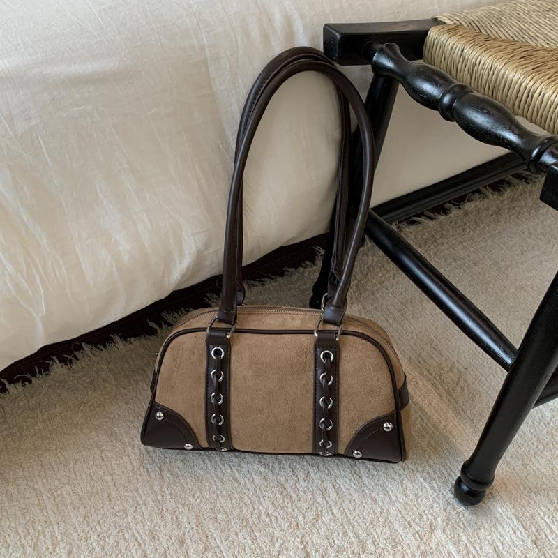 Fashion Versatile Boston Bag 2025 Niche Design Korean Version Ins Simple High-end Shoulder Bag Commuter Retro