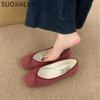 Fashion SUOJIALUN Spring New Women Flat Shoes Fashion Round Toe Shallow Slip On Ballet Shoes Soft Flat Heel Outdoor Dress Ballerinas Sho