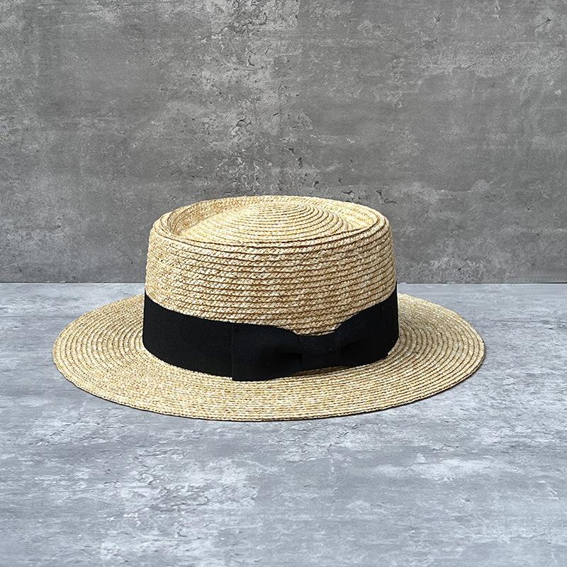 

Blogger With Straw Straw Hat Women S British Top Hat Summer Seaside Vacation Sun Hat Travel Beach Hat M（55-58cm）