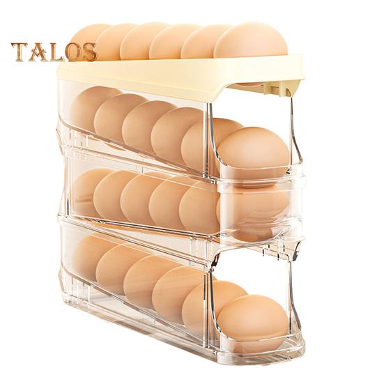Stojan na vejce do lednice Velká kapacita Průhledný design Vícevrstvý Automatické rolování Organizér na vejce do lednice