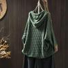 Johnature Damen Winterpullover mit Kordelzug und Kapuze, lässig, mit langen Ärmeln, lockerer Pullover im Vintage-Stil, Farbblockierung