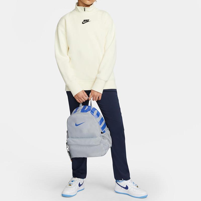 Nike Brasilia JDI Minimalist Fashion Durable Logo Letter Print Fabric Backpack Small Unisex Backpack Gray Blue BA5559-471