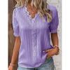 Fashion Women Summer European American Style Holiday New Hollow Short Sleeved Shirt