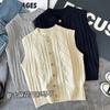 Autumn New Women's Clothing Knitted Vest Women's Retro Crew Neck Small Top Women's Sweater Cardigan