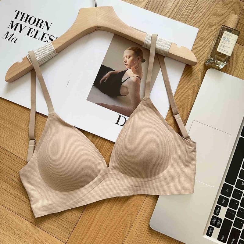 Women's Two Way Push Up Backless Bra Triangle Cup Invisible Seamless Wire Free Beautiful Back Bra