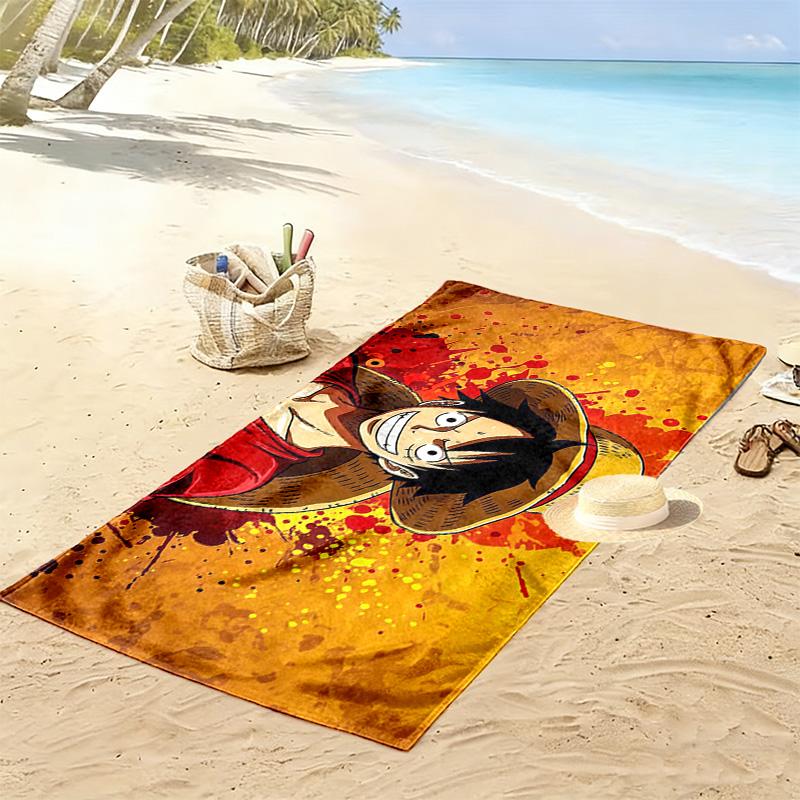 One Piece Anime Epic Illustration Print Beach Towel, Large Soft Quick Dry Towel for Beach Camping Swimming