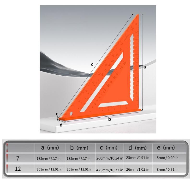 Carpenter Rafter Square Triangle Ruler Angle Drawing Tool for Exact Measurements in Furniture and Model Construction