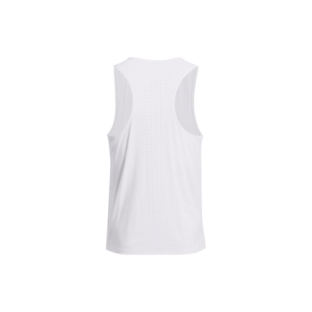 Under Armour UA Launch Elite Solid Logo Sweat-Wicking Cool Round Neck Sleeveless Tank Top Men Tops White 1382608-100
