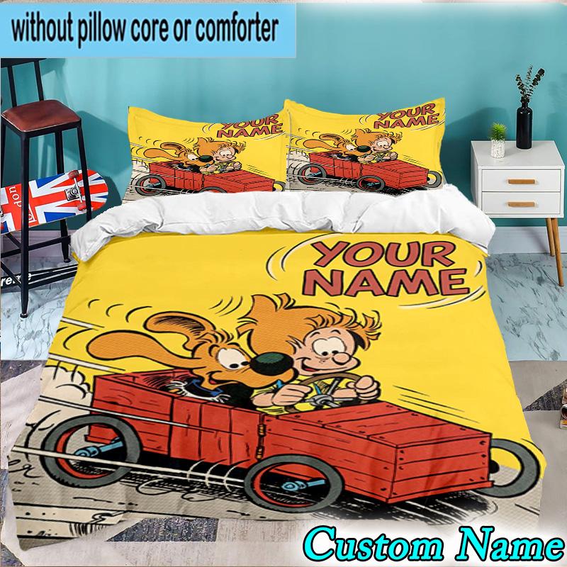 Custom Name 3PCS Dog Boule Bedding Set,Including  Duvet Cover And 2pcs Pillowcases Perfect for Bedroom,Dormitory,Fan Christmas gift