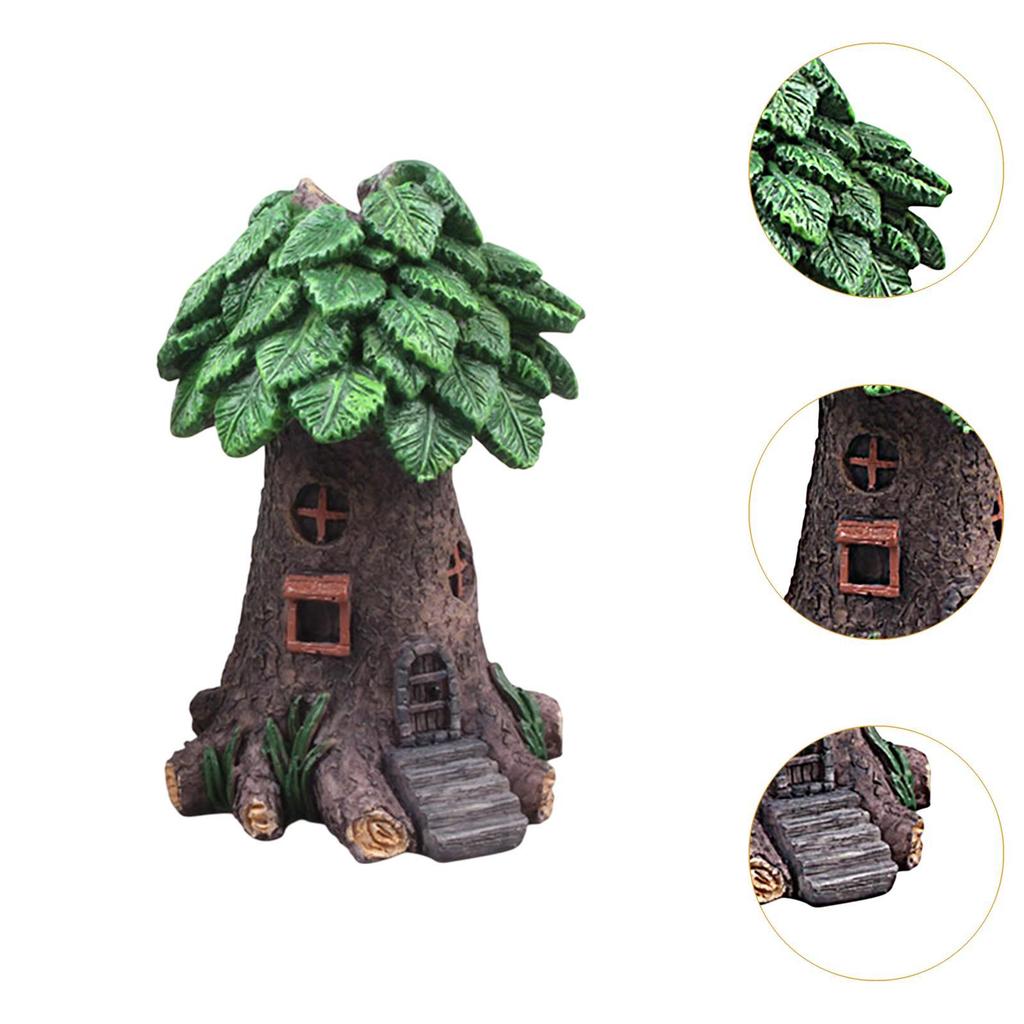 Creative Tree Fairy House Statue Resin Mini Aquarium Decoration for Fish Tank Ornaments and Nursery Aquariums