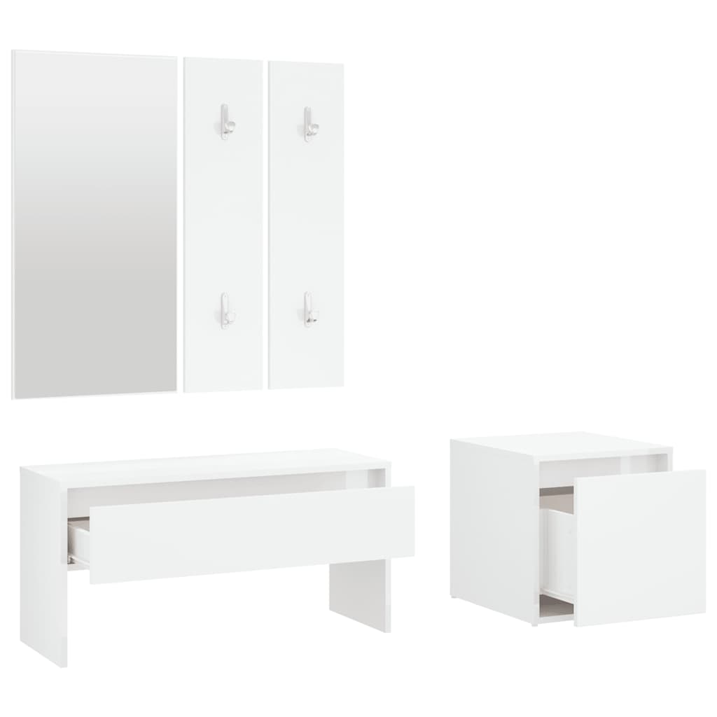 Vidaxl Hallway Furniture Set, White, Wood-Based Material